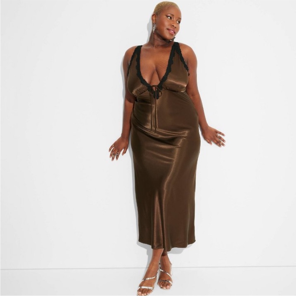 Wild Fable Satin Midi Slip Dress